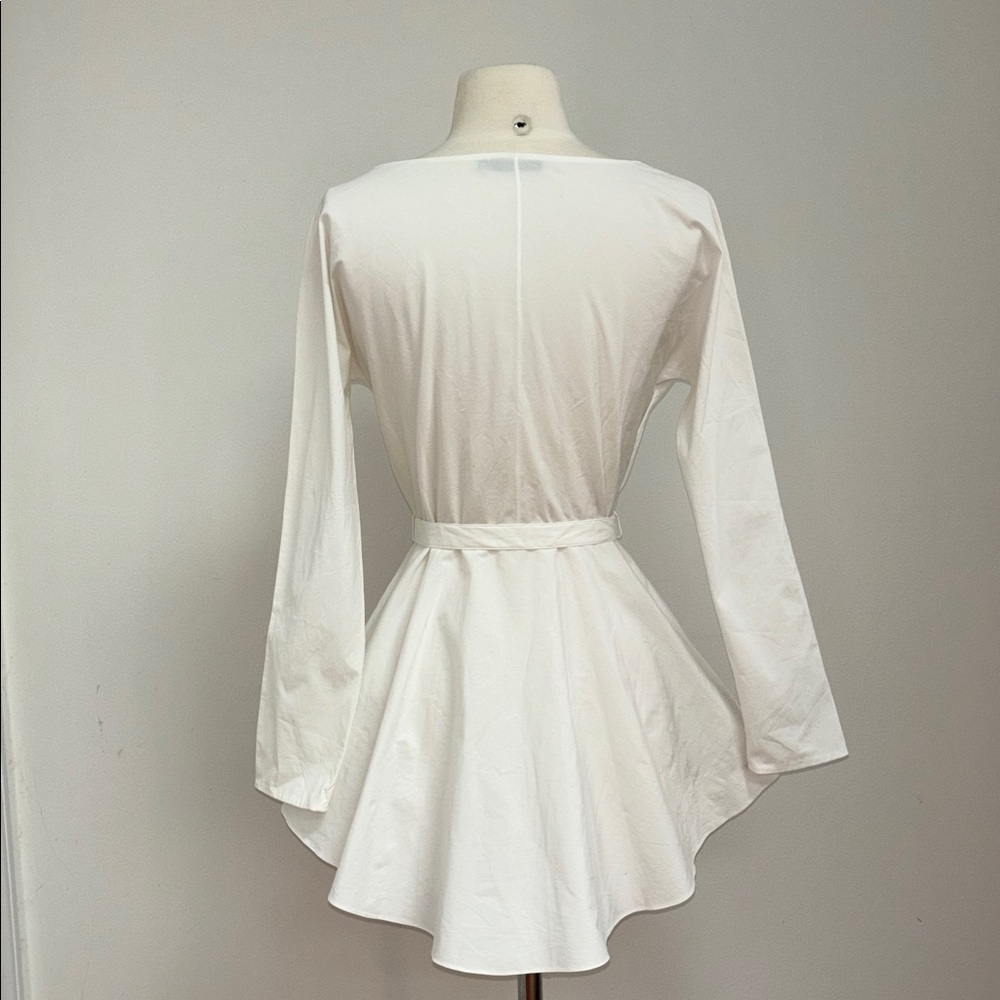 THE ROW White Belted Women's Blouse Cotton Elastane - Picture 3 of 10